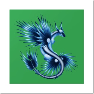 Kawaii Blue Sea Dragon - Without Background Posters and Art